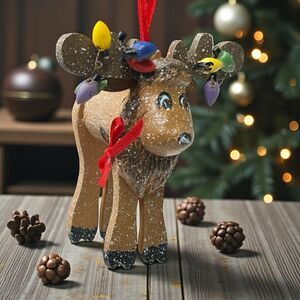 Kurt Adler Christmas Moose Ornament Vintage 1994 Christmas Light Antlers